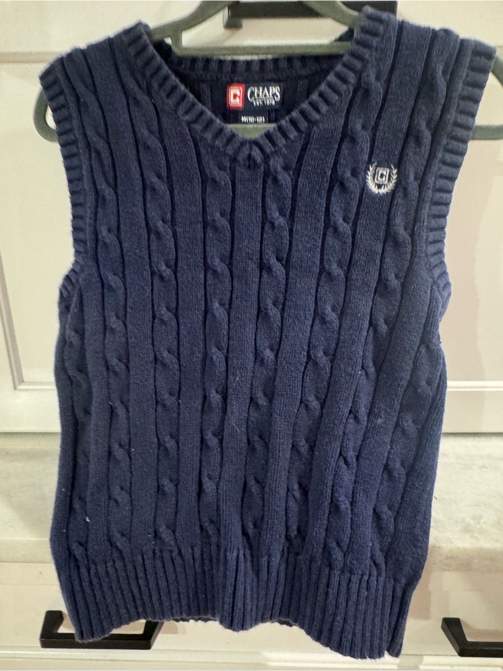 Chaps Navy Cable Knit V-Neck Sleeveless Sweater Vest